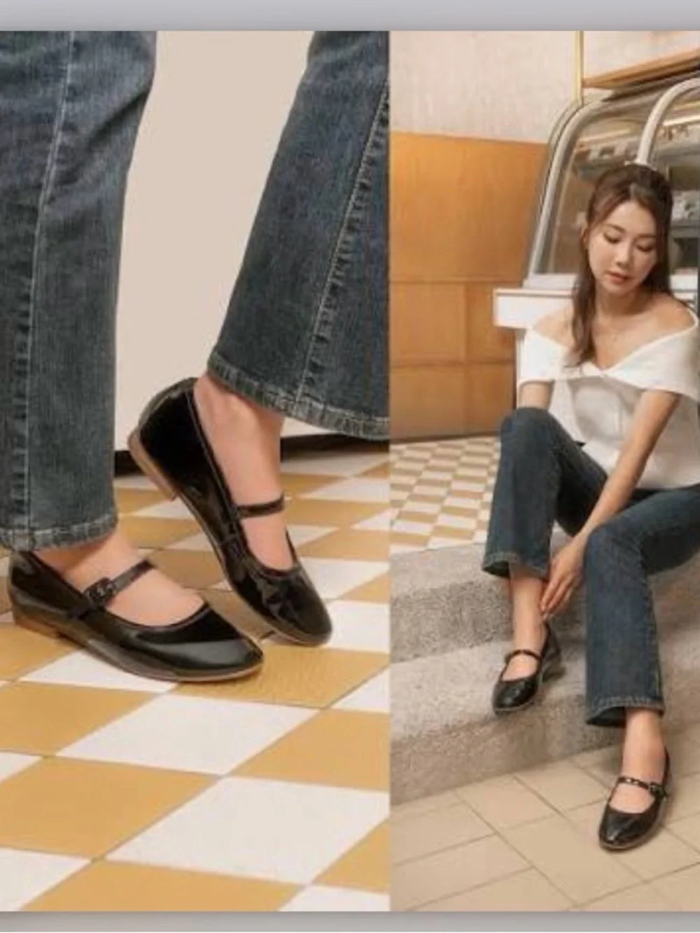 Clark’s Signature Fawna Sky Black Patent Leather Mary Jane Flats, size 7